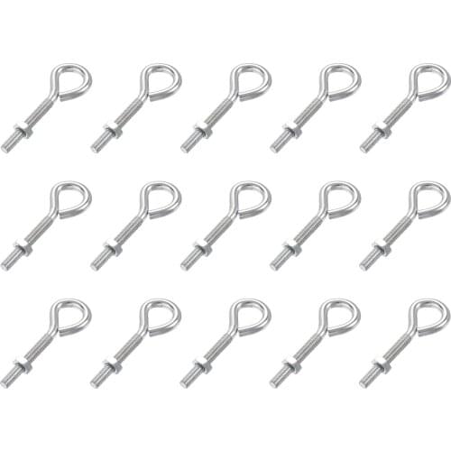 Uxcell M4x30mm Eye Hooks Screws Bolts Kit Hanger Eyelet Hooks Screw with Hex Nuts 15 Pcs