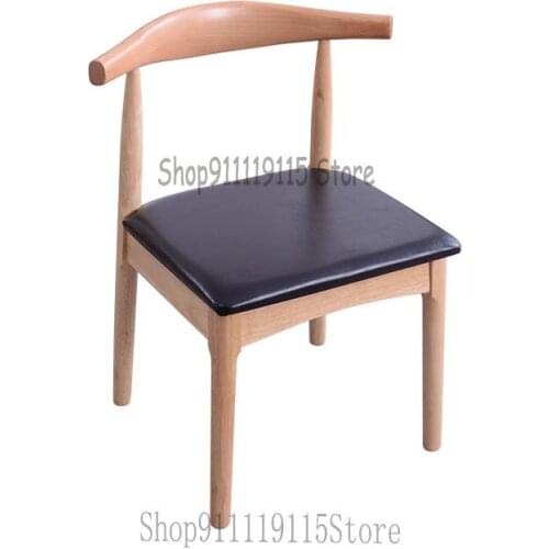 All Solid Wood Dining Chair Desk Chair Household Ox Horn Chair Nordic Conference Office Stool Back Coffee Shop Negotiation Chair