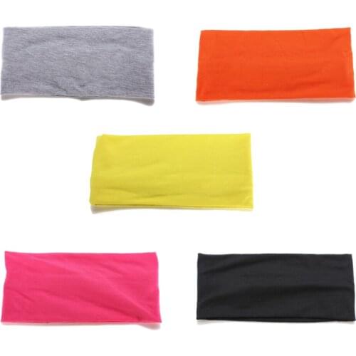 5" Women Wide Yoga Dance Sport Headband Stretch Hair Band Elastic Turban - Black