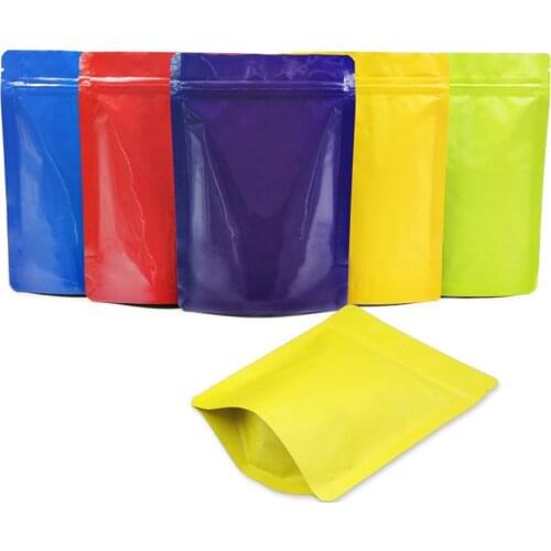 100pcs 13x18cm(5.1x7in) recyclable packing bag heat sealing zip lock bag aluminum foil Vacuum Package Pouch red flat Mylar bag