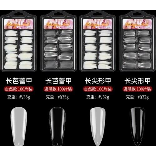 100Pcs Transparent/Natural long Ballerina Nails Tips Full Cover Acrylic Fake Nails Nail Extensions Press on Nails Art Manicure