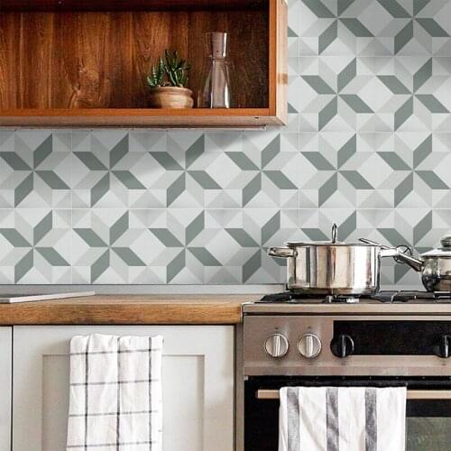 12PCS Geometric Design Tiles Sticker Transfers Covers for Kitchen Bathroom Tables Floor Hard-wearing Wall Decals