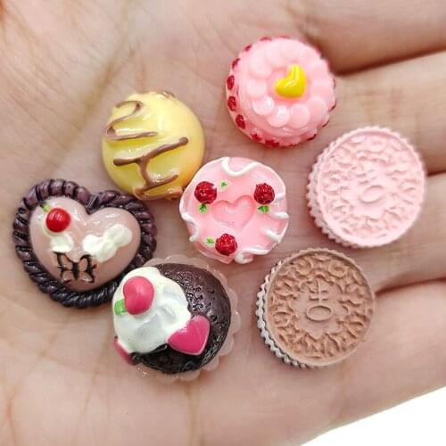 20pcs DIY flat back resin simulation food cake charms resin cabochons pendants for kids earring hair clip accessories