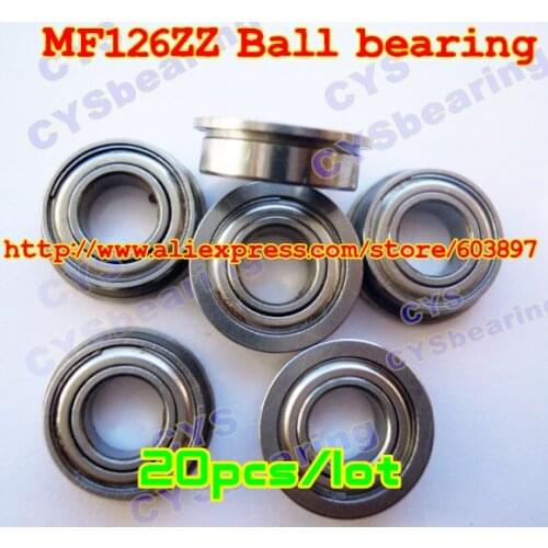 20pcs /lot MF126ZZ MF126ZZ 6X12X4mm 6*12*4mm MF126-2Z flanged radial shaft ball bearing
