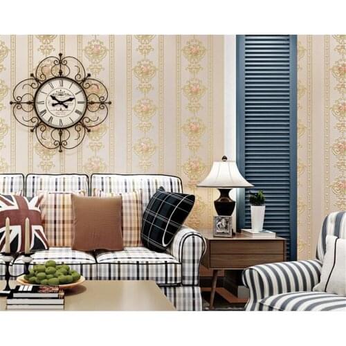 Beibehang Nonwovens 3d Wallpaper rolls Living Room Bedroom Background 3d Wallpaper Small Floral Striped Wallpaper roll walls 3 d