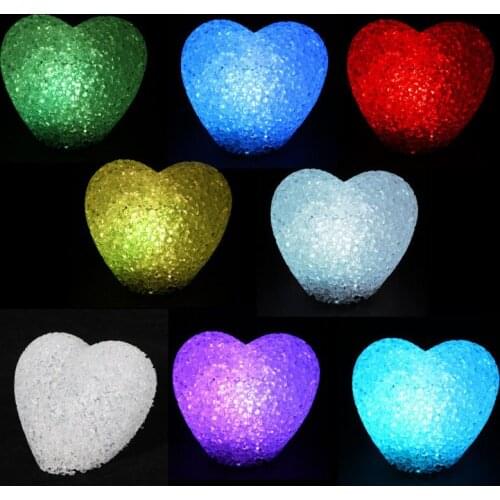 Crystal Heart RGB/RED LED Light Christmas Valentine Wedding Decoration Night Light 5pcs