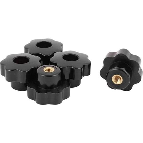 5X M6 X 32Mm Female Thread 7 Lobes Through Hole Clamping Knob Grip Black