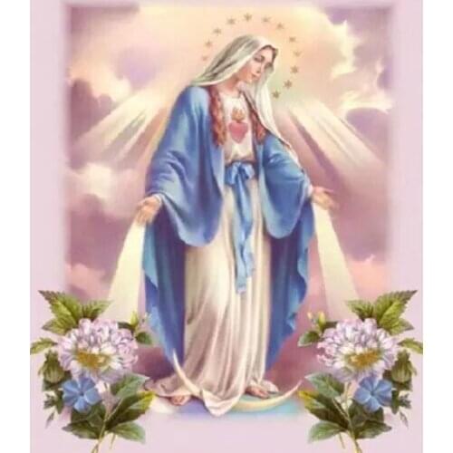 ARMYQZ Virgin Mary Square Round Diamond Square Diamond Diamond Painted Rhinestone Picture Embroidery Set New Needlework Diamond