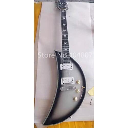Free transportation, moon-shaped 6-string electric guitar, colored scallop edging, Chinese guitar