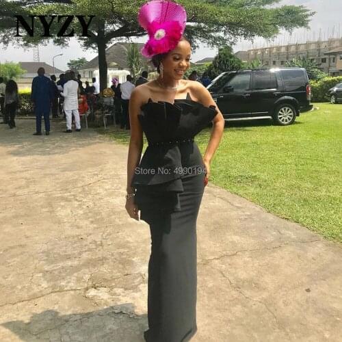 Black Evening Dress 2020 NYZY E262 Africa Dubai Jersey Formal Dress vestidos de fiesta Abendkleider