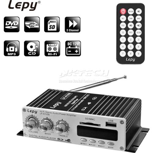 LP-A7 USB Lepy Digital Player Bluetooth 4.2 Version Car Power Hi-Fi Stereo Audio Amplifier 2CH 20W RMS Home AMP SD CD DVD MP3 FM