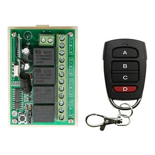DC 12V 10A 4 channel RF Wireless Remote Control switch 1 Receiver 1 Transmitter Household bulb power control