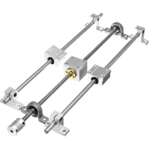 13Pcs/set T8 Lead Screw 8-350mm DIY Optical Axis Guide Rail Bearing Seat Linear Guide Shaft Support Trapezoidal Screw Set