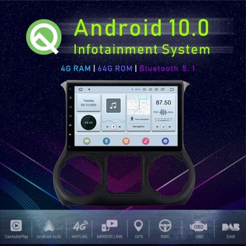 JSTMAX 10.2'' Android 10.0 ISP Screen For Jeep Wrangler 2011 2012 2013 2014 Car Radio Stereo GPS Player Auto Stereo Multimedia