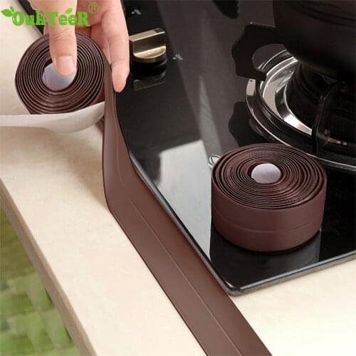 2pcs PVC Kitchen Bathroom Wall Sealing Tape Waterproof Mildew Proof Sink Joint Crevice Sticker Corner Line Sticking Strip