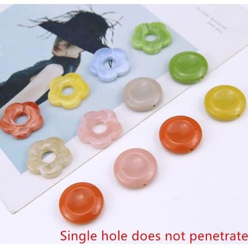 Summer style 50pcs/lot color printing geometry rounds/flowers shape resin beads diy jewelry earring/garment accessory