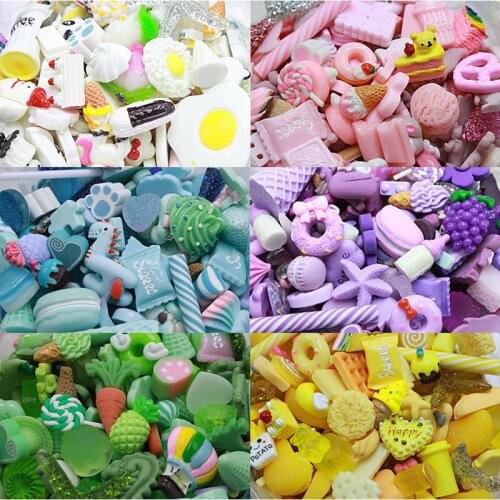 30pcs Random Mix Miniature Resin Cabochons Candy Chocolate Cake Beads Ice Cream Jewelry Fillings DIY Phone Case Decor Accessory