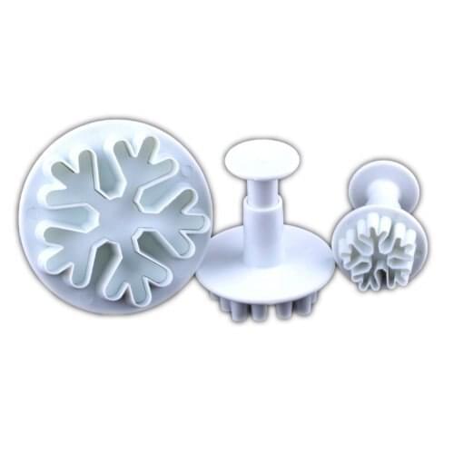 Set of 3pcs Big Snowflake plunger Cutter cake decorating fondant embossing tool