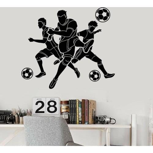 Soccer Wall Decal Football Ball Game Team Players Sports Vinyl Window Stickers Teens Boy Bedroom Dorm School Interior Decor E574