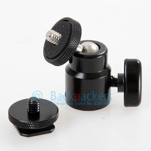 New Camera Mini Tripod Ball Head ballhead Hot shoe to 1/4 Screw mount for flash light stand