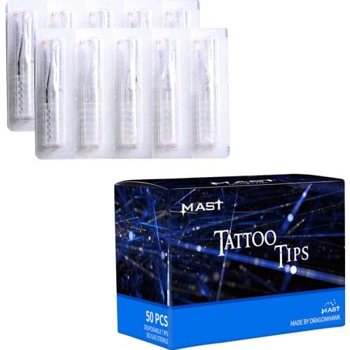 50 Pcs Disposable Tattoo Tips Plastic Sterile Nozzles Tube Tattoo SuppIies Set Mix Size RT FT