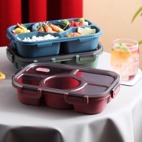 Food Grade PP Material Lunch Box 5 Grids Portable Adult Sealed Food Container for Outdoor Picnic Microwave Heating Tablewares