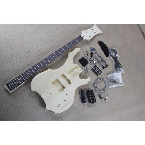Custom 4 string semi finished bass guitar,basswood guitar without paint,irregular bass