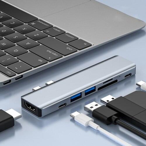 Portable USB 3.0 Hub Splitter USB Extender 7 Port USB Ultra Slim Data Hub Aluminum Alloy USB Docking Station Splitter