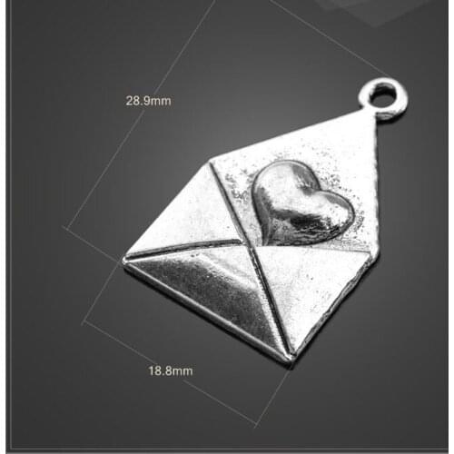 20 PCS/Lot 18.8mm*28.9mm jewelry handmade antique silver plated love letter envelope charms