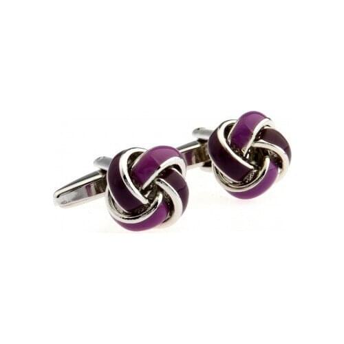 Purple Enamel Epoxy Metal Knot Cufflink Cuff Link 4 Pairs Wholesale Free Shipping