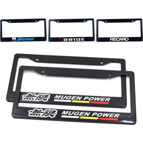 2X Black ABS Racing Car License Plate Frame Tag Cover Holder For USA Standard