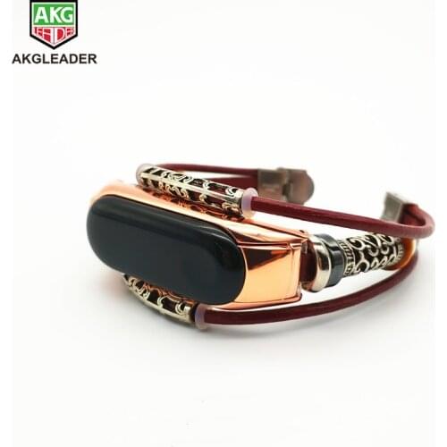 Genuine leather strap for xiaomi mi band 3 mi band 2 bracelet steel case bracelet miband 3 2 wristbands replace wrist strap