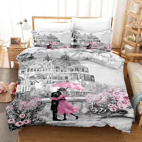 Romantic Paris 3d Bedding Set Eiffel Tower Duvet Cover Sets Comforter Bed Linen Gift Twin Queen King Single Size Luxury Fashion