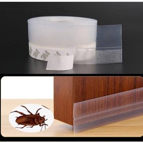 Window Door Bottom Self Adhesive Silicone Rubber Seal Draught Dustproof Weathering Strip Door Window Sealing Tape 3-6M