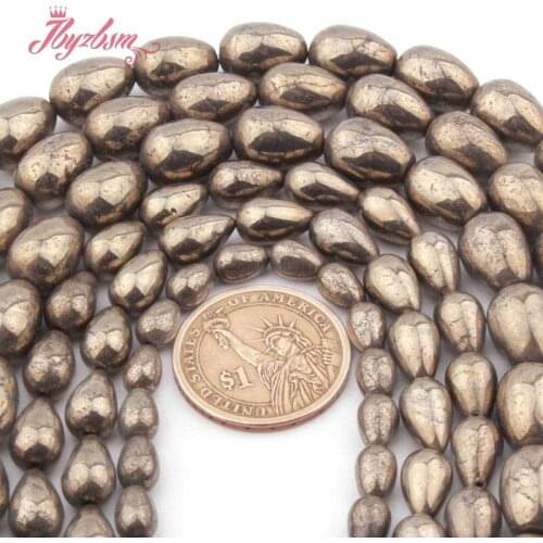 6x8.8x11.10x14mm Drip Silvers Gray Pyrite Beads Natural Stone Spacer Beads for DIY Women Necklace Bracelet Jewelry Making 15"