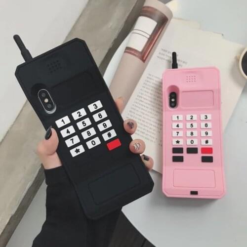 3D Cartoon Big Telephone Soft Silicone Phone Case for iPhone 12 Pro Max 11 6 7 8 Plus X XR XS MAX Cute Key Ring Phone Cover