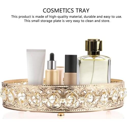 20/25cm European Style Hollow Carved Glass Mirror Plate Cosmetic Storage Tray Jewelry Display Plate Dessert Storage Adornment