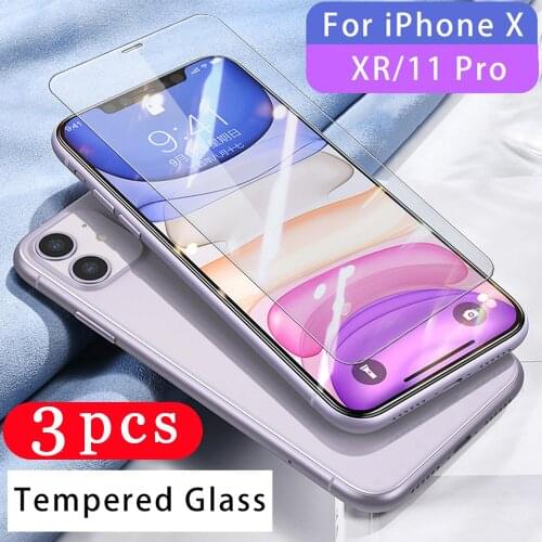 3Pcs for iphone 11 pro X XR XS MAX 8 7 6 6S plus SE 2020 tempered glass phone screen protector protective film smartphone glass