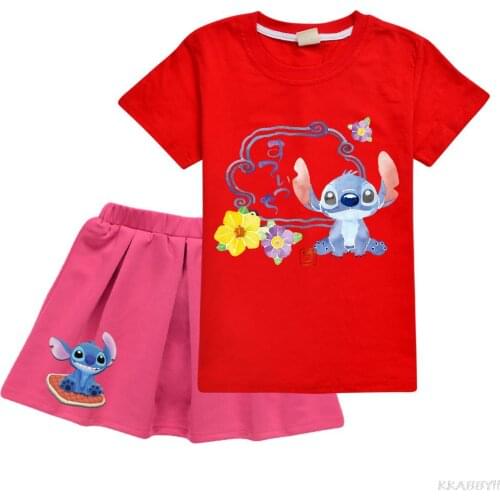 Disney Stitch Baby Kid Clothes Princess Girls Princess Among us Dress + T Shirt 2 Pcs Set 2-16 Age Tutu Dress Sets