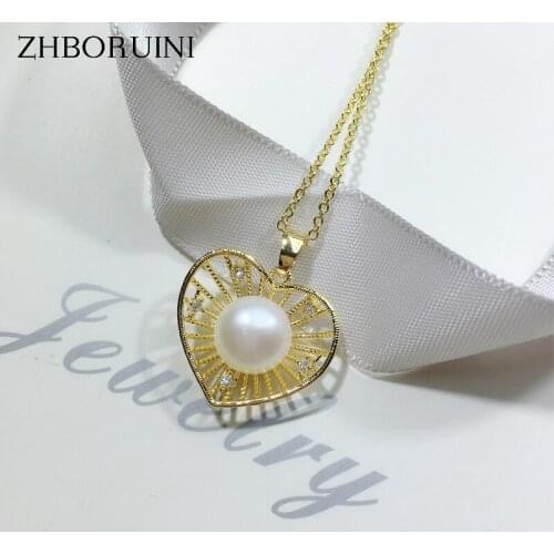 ZHBORUIN Gold Color Heart Necklace Natural Freshwater Pearl Pendant 2021Fashion Pearl Necklace Gift For Wedding Accessories