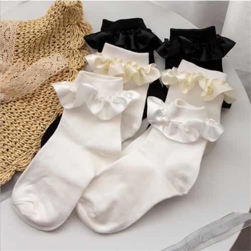 1Pair Cute Funny Harajuku Socks Women Ankle Cotton Socks Girls Casual Sweet Lolita Ruffled Princess Short Socks D483