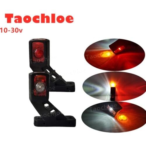 1pair 10-30v Car Truck Trailer Caravan Van 3 face Red White Amber 4 LED Marker Side Light Outline Lamp external Lights 24V E9