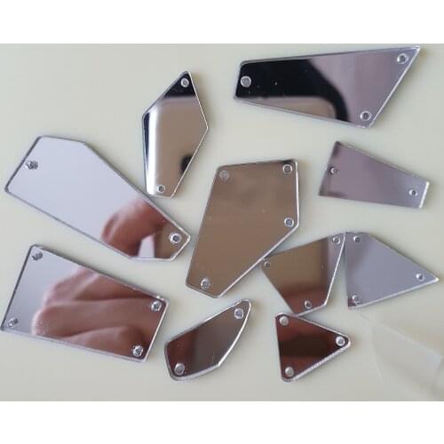 100Pcs Mix size Shape Mirror Beads Sew on Clothes Bags Rhinestones Stones Crystals For Diy Wedding Dance Dress Girl Costumes