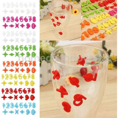 14pcs Digital Glass Wine Cup Label Tag Marker Sucker Identifier Mug Recognizer PICK