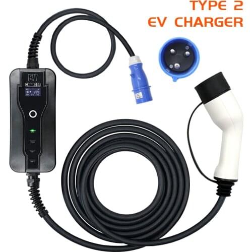 32A IEC62196 Type 2 EVSE Home Portable EV Charging Box 5m Cable | BMW, Hyundai, Renault, Tesla, KIA, Jaguar, Nissan