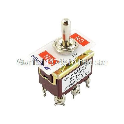 3PDT ON-OF-ON 3 Position Panel Mounted Toggle Switch AC 250V/10A 125V/15A