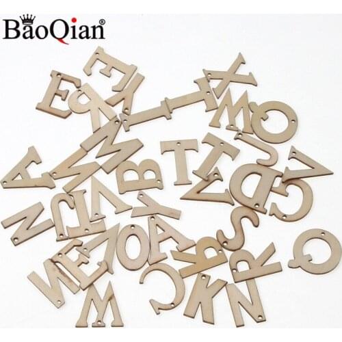 50Pcs Unfinished Wooden Capital Letters/Numeral Wood Slices For Scrapbooking Arts Crafts DIY Decoration Display Decor
