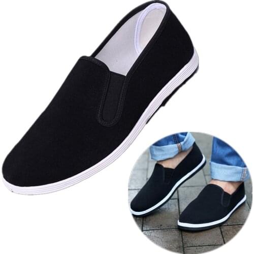Black Kung Fu Shoes Bruce Lee Chinese Traditional Old Peking Shoes Tai Chi Martial Arts Karate Men Shoes Sports Sneakers 35~44