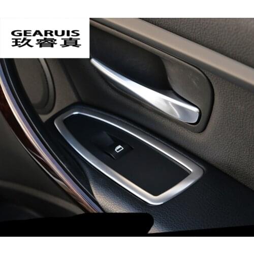 4 pcs Car Door Armrest panel decoration Interior Window Glass Lift Buttons trim frame for BMW 1/3/4 series 116i 118i f20 f30 f35