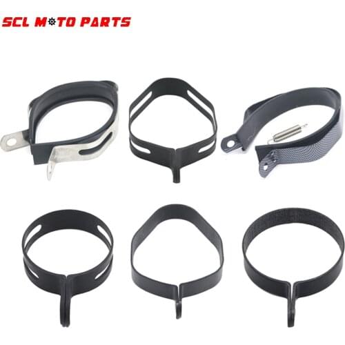 ALconstar-Racing Carbon Fiber Stainless Steel Holder Clamp Fixed Ring Support Bracket For Motorcycle Exhaust Pipe Muffler Escape